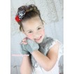 Grey Soft Fur Wedding Flower Girl Shawl Coat Cape & Fingerless Gloves SH89